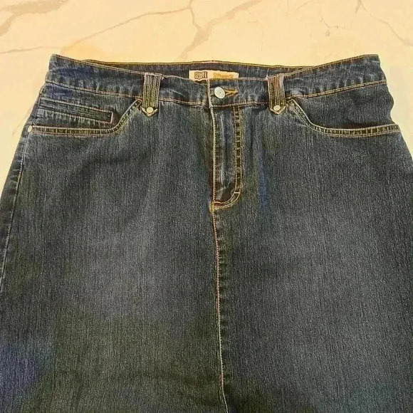 Faded Glory Womens Stretch Front Slit Jean Maxi Skirt Blue Size 14 - Picture 6 of 11